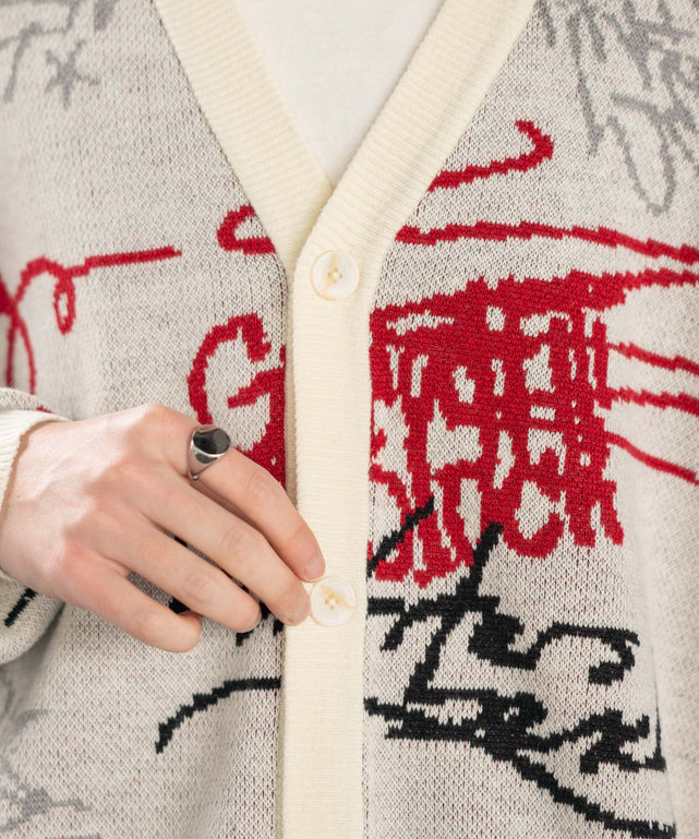 リラックスフィットパターンカーディガン