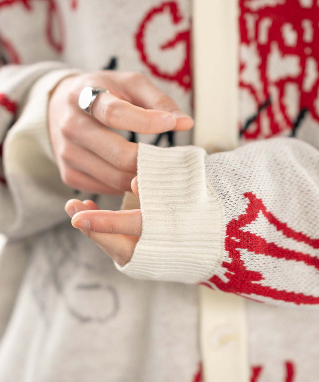 リラックスフィットパターンカーディガン