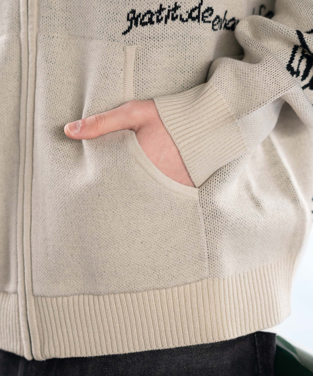 ジャガードグラフィックニットZIPパーカー