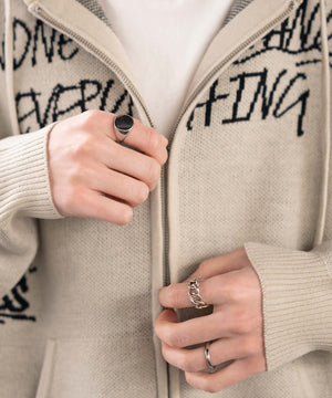 ジャガードグラフィックニットZIPパーカー