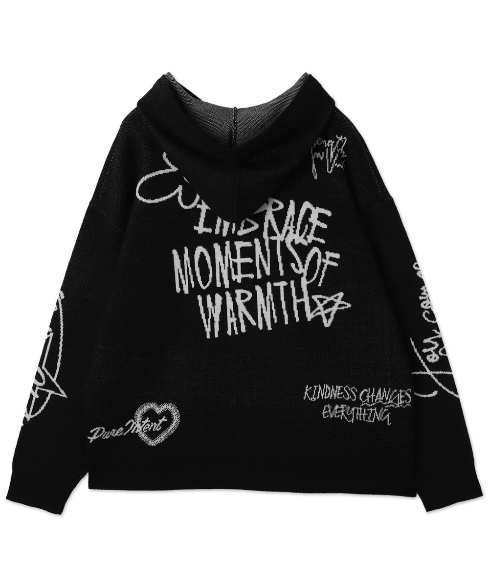 ジャガードグラフィックニットZIPパーカー