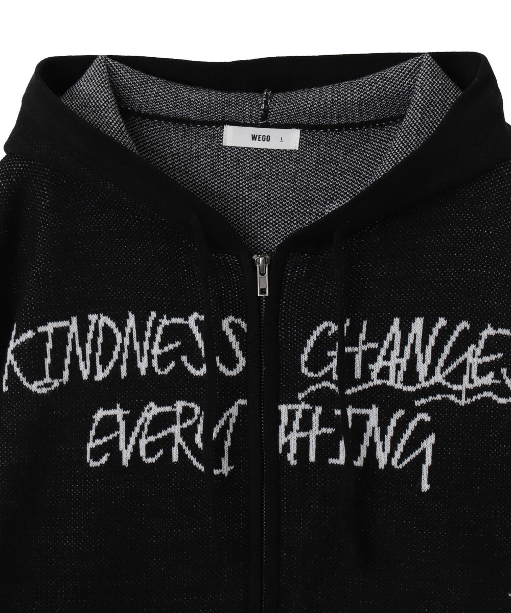 ジャガードグラフィックニットZIPパーカー