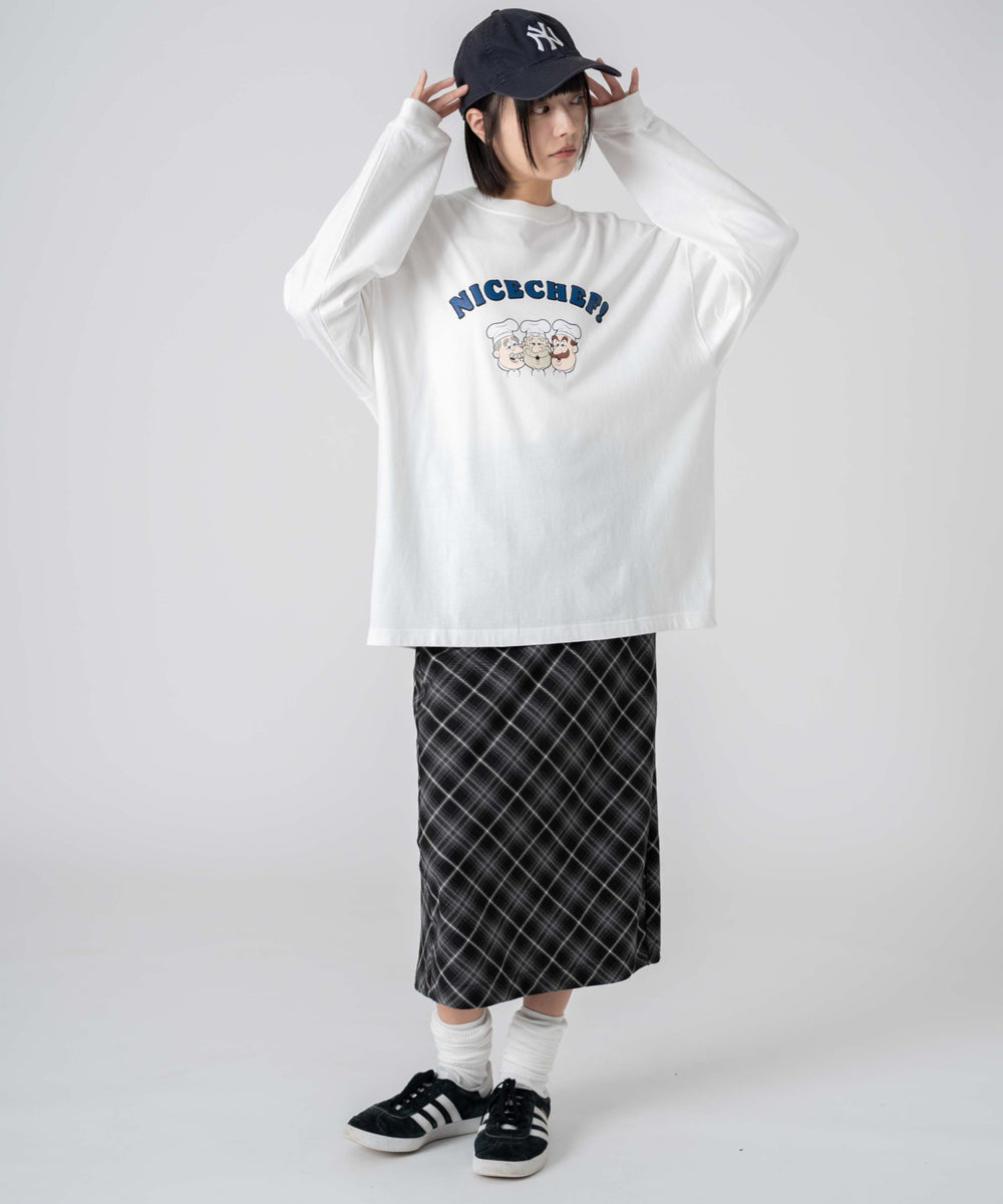 柄6 ホワイト モデル：168㎝　L着用