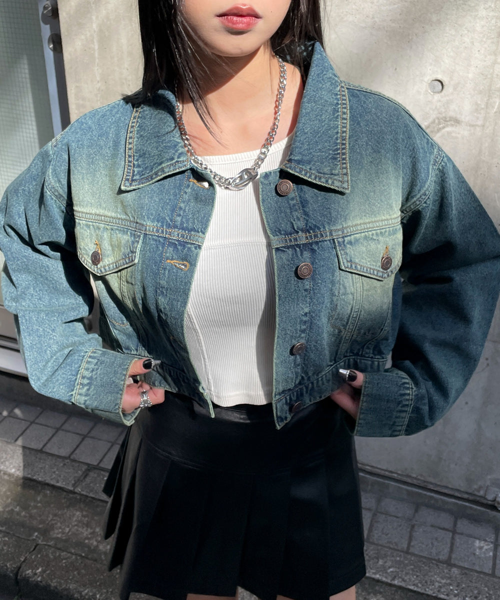 デニム中濃加工 モデル：160cm F着用