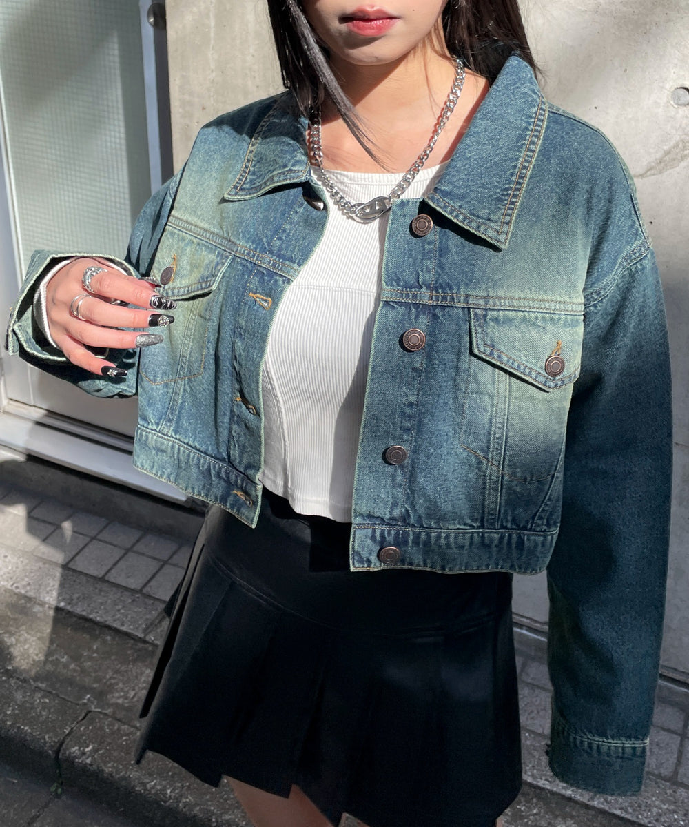 デニム中濃加工 モデル：160cm F着用