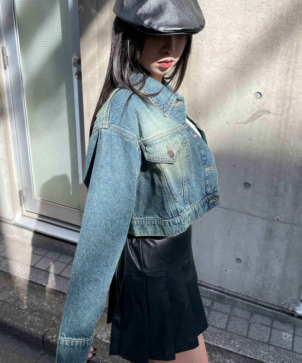 デニム中濃加工 モデル：160cm F着用