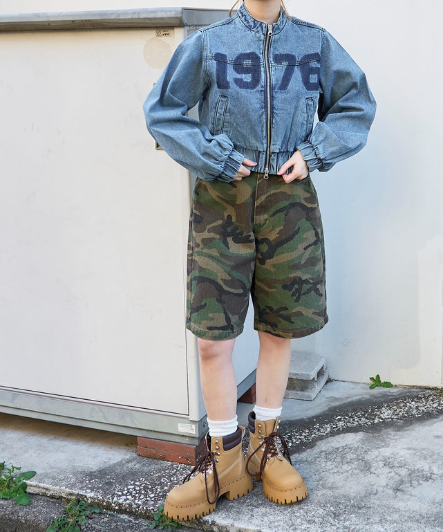 デニム淡加工 モデル：155cm F着用