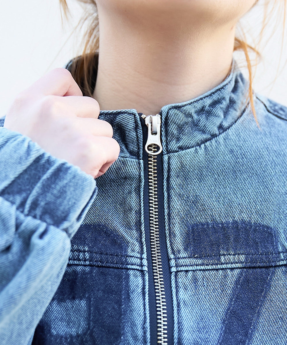 デニムショートバイカーブルゾン