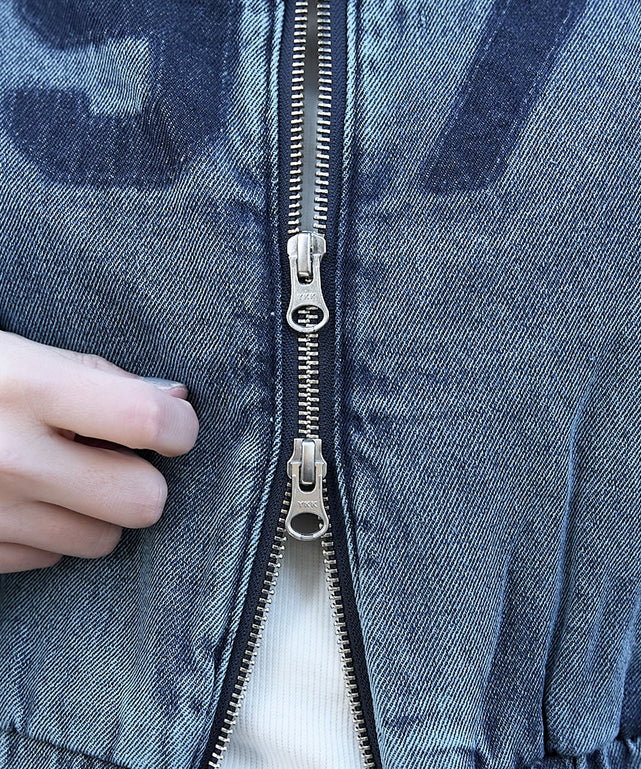 デニムショートバイカーブルゾン