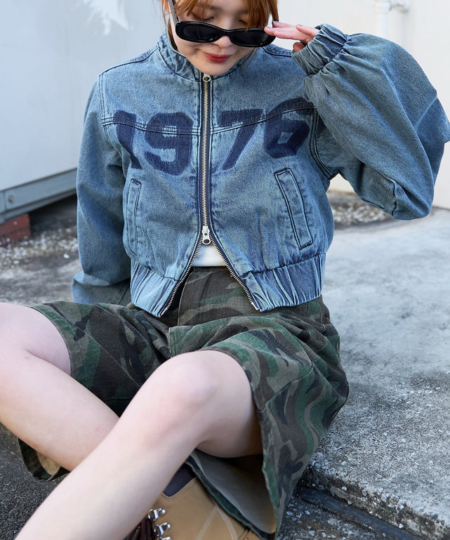 デニム淡加工 モデル：155cm F着用