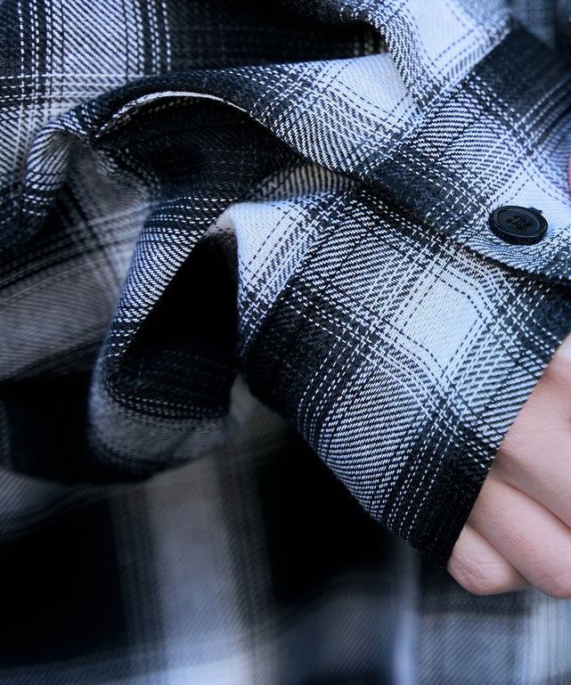 裏毛フードチェックシャツ