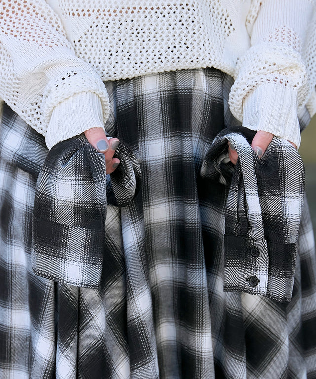 チェックシャツラップスカート