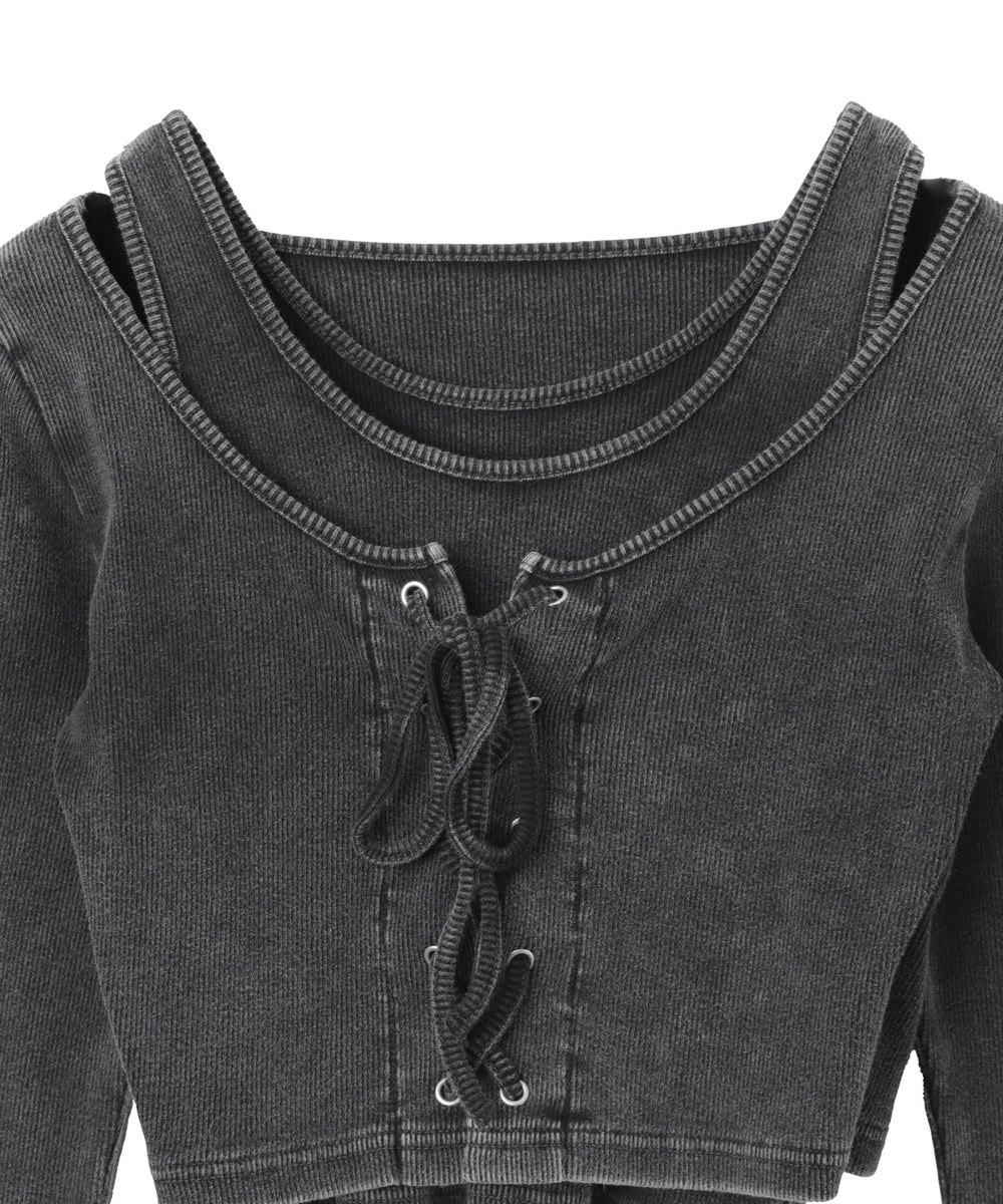 ヴィンテージライクレースアップトップス