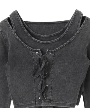 ヴィンテージライクレースアップトップス