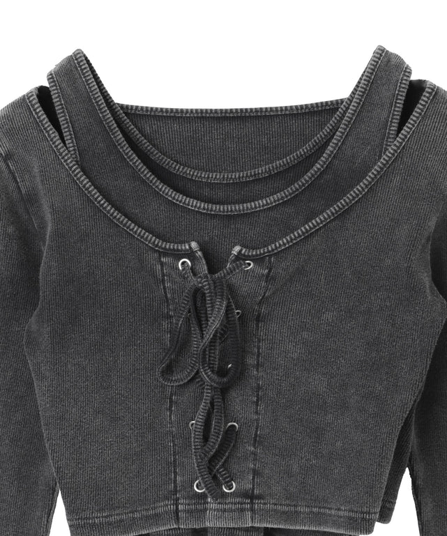 ヴィンテージライクレースアップトップス