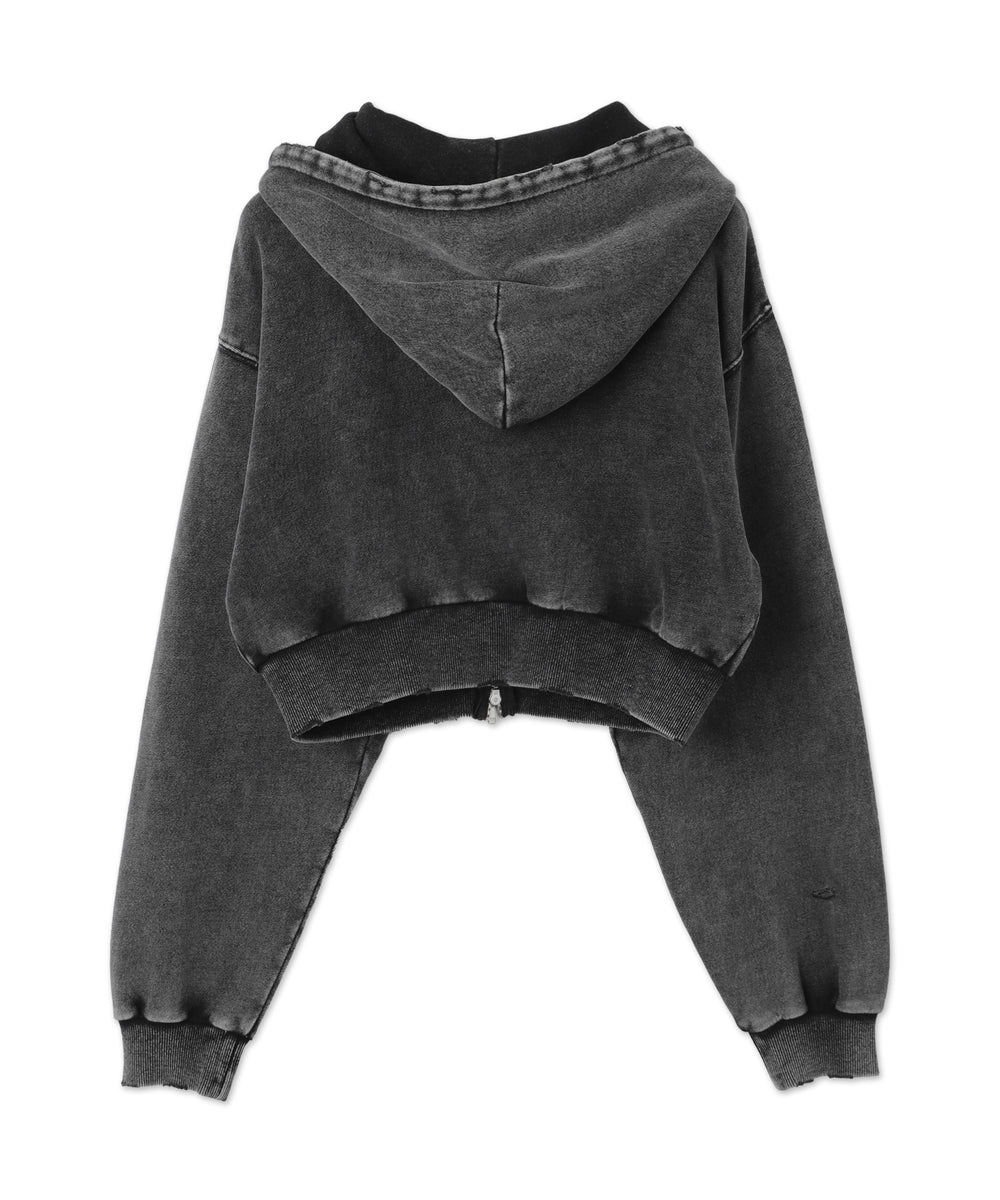 ダメージショートジップパーカー