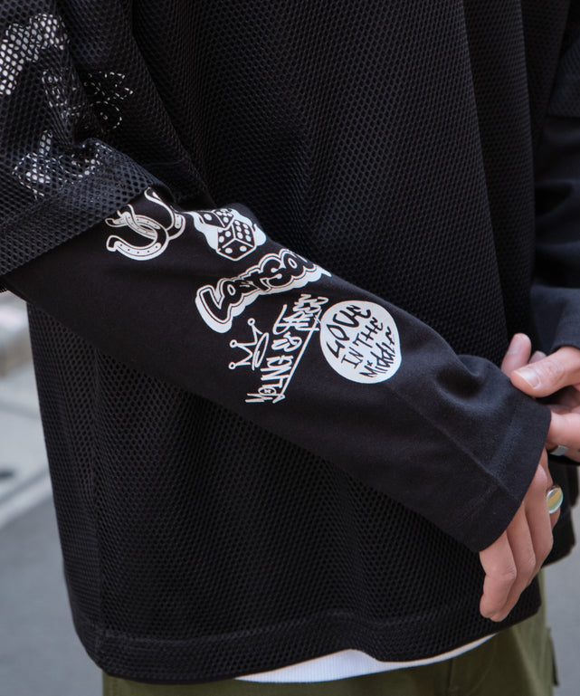 メッシュスリーブロゴアンサンブルT