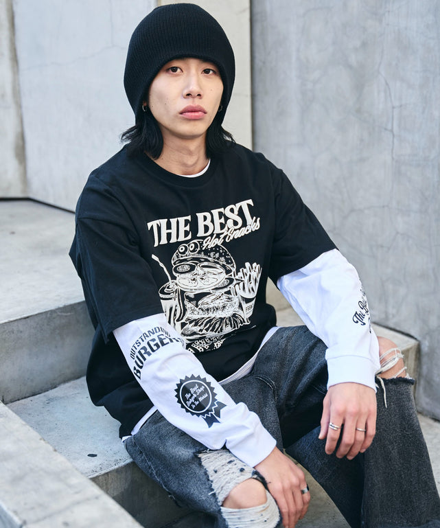 グラフィックアンサンブルT（LS）/ブラック　モデル:175cm L着用