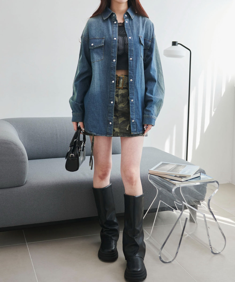 デニム中濃　モデル:160cm F着用