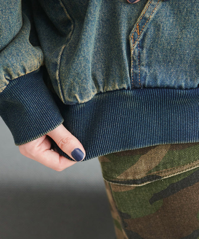 ヴィンテージウォッシュデニムBIGフードブルゾン