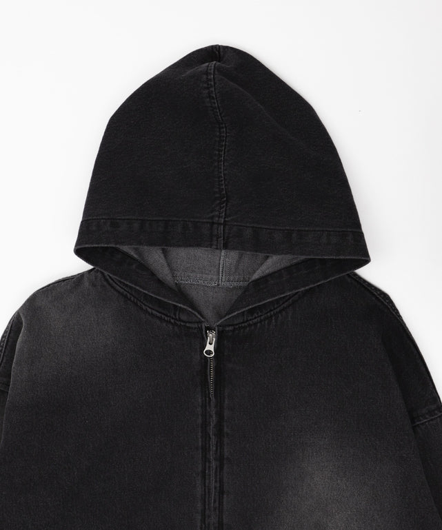 ヴィンテージウォッシュデニムBIGフードブルゾン