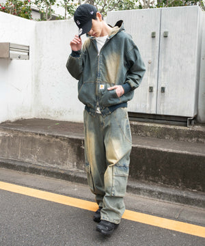 デニム中濃加工(インディゴ中濃オーバーダイ) モデル：180cm F着用