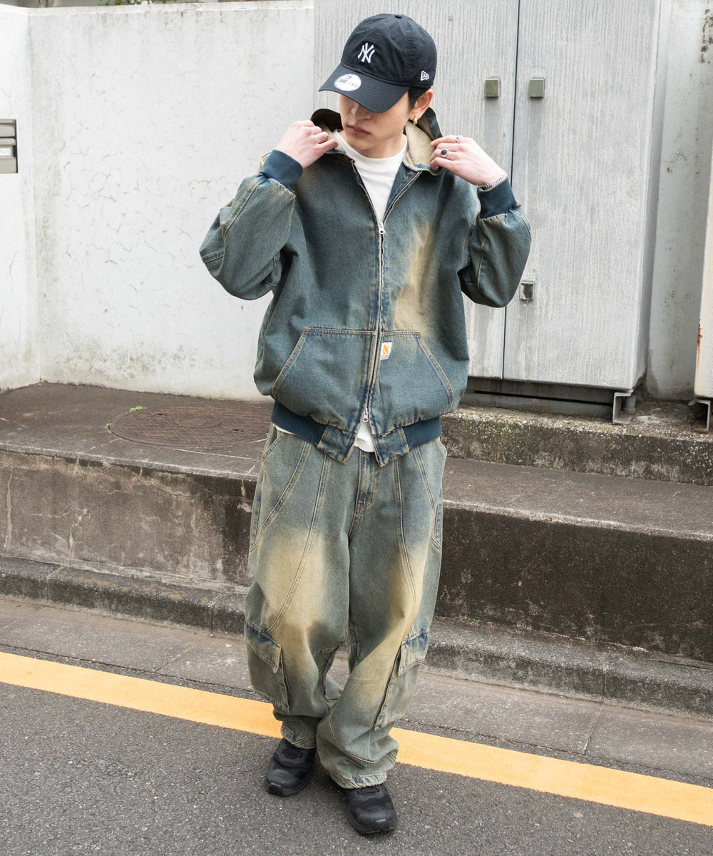 デニム中濃加工(インディゴ中濃オーバーダイ) モデル：180cm F着用