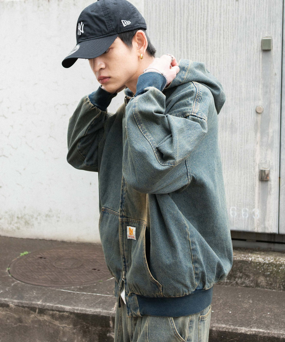 デニム中濃加工(インディゴ中濃オーバーダイ) モデル：180cm F着用