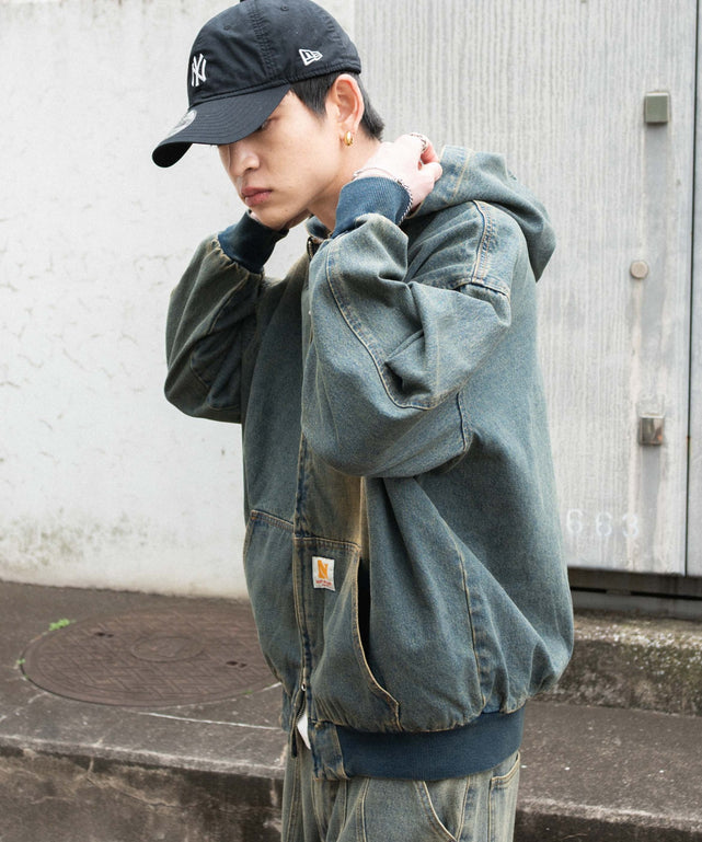 デニム中濃加工(インディゴ中濃オーバーダイ) モデル：180cm F着用