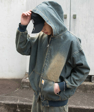 デニム中濃加工(インディゴ中濃オーバーダイ) モデル：180cm F着用