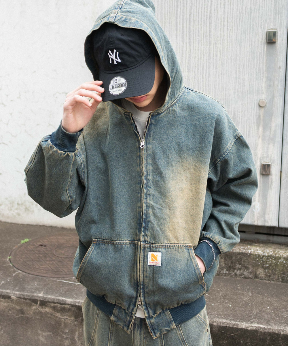 デニム中濃加工(インディゴ中濃オーバーダイ) モデル：180cm F着用