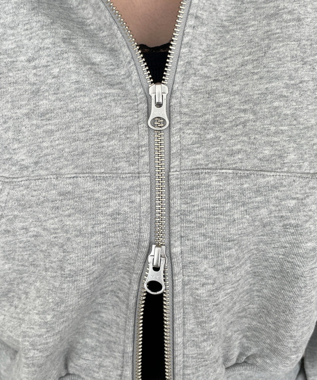 Wジップショートパーカー