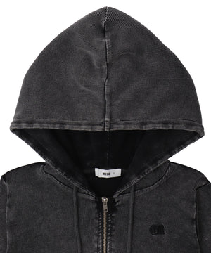 ワンポイント刺繍Wジップリブパーカー