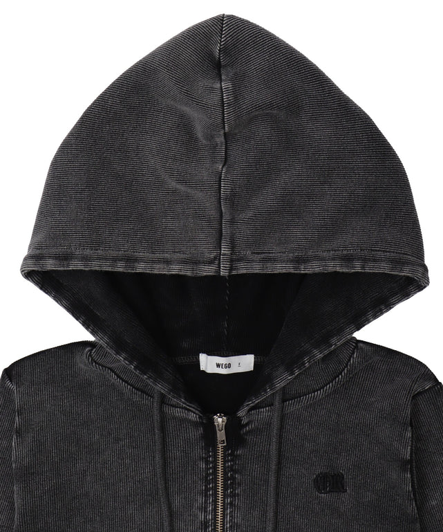 ワンポイント刺繍Wジップリブパーカー