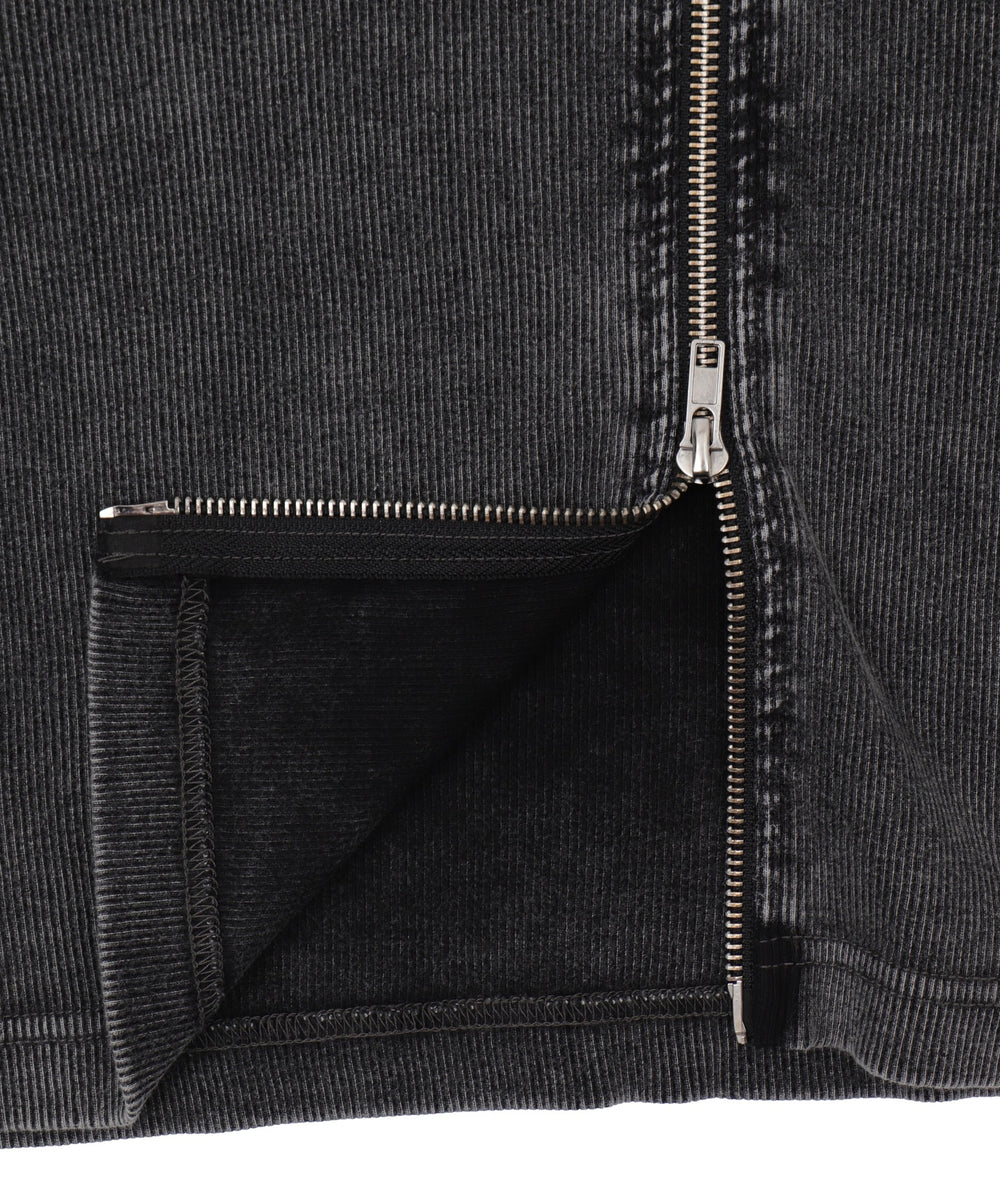 ワンポイント刺繍Wジップリブパーカー