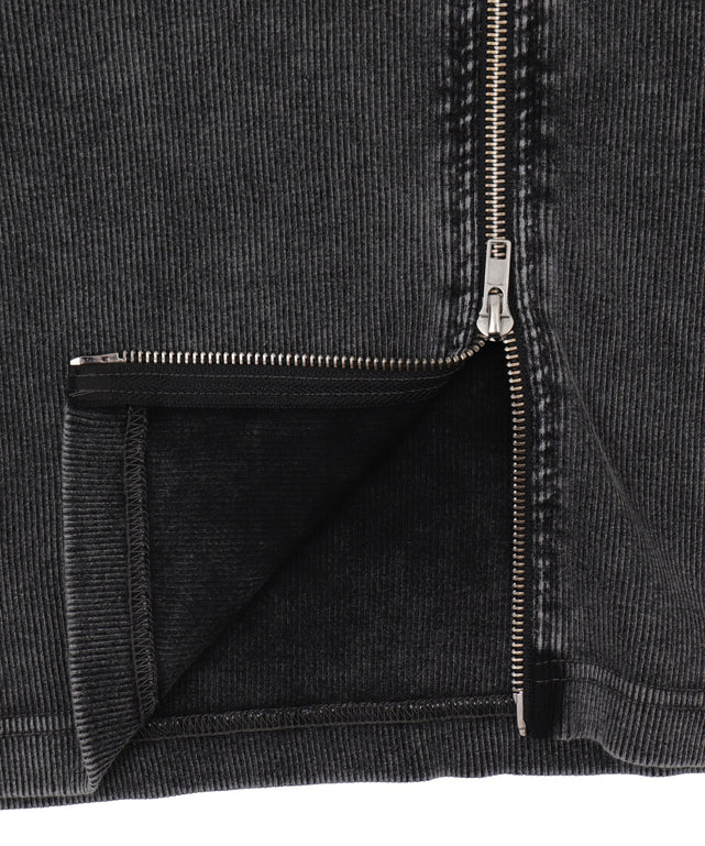 ワンポイント刺繍Wジップリブパーカー