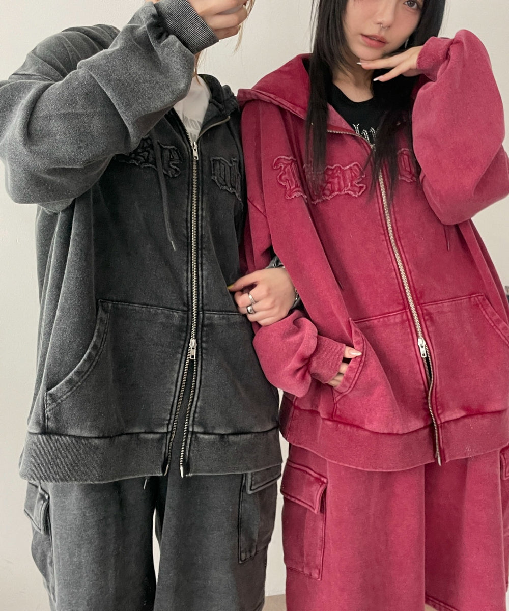 ロゴヴィンテージウォッシュジップパーカー