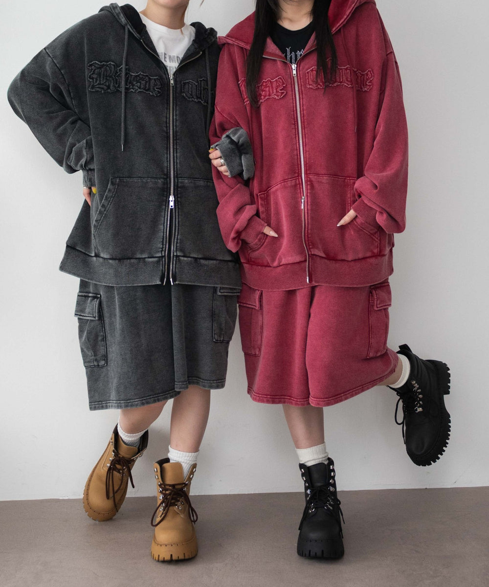 ロゴヴィンテージウォッシュジップパーカー