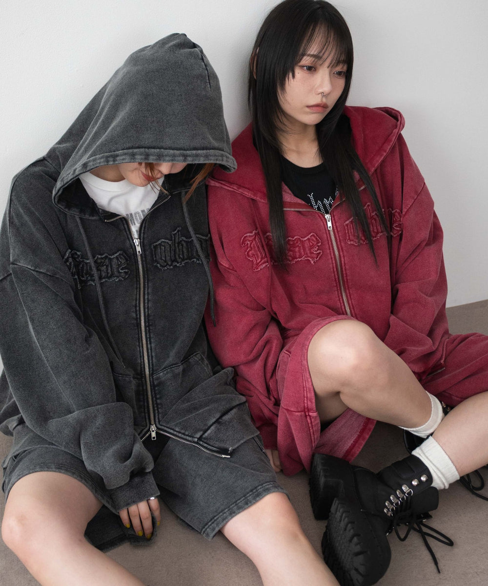 ロゴヴィンテージウォッシュジップパーカー