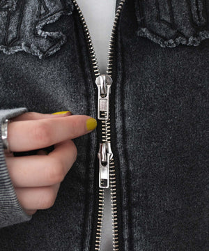 ロゴヴィンテージウォッシュジップパーカー