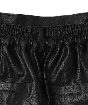 ヴィンテージライク合皮ショートパンツ