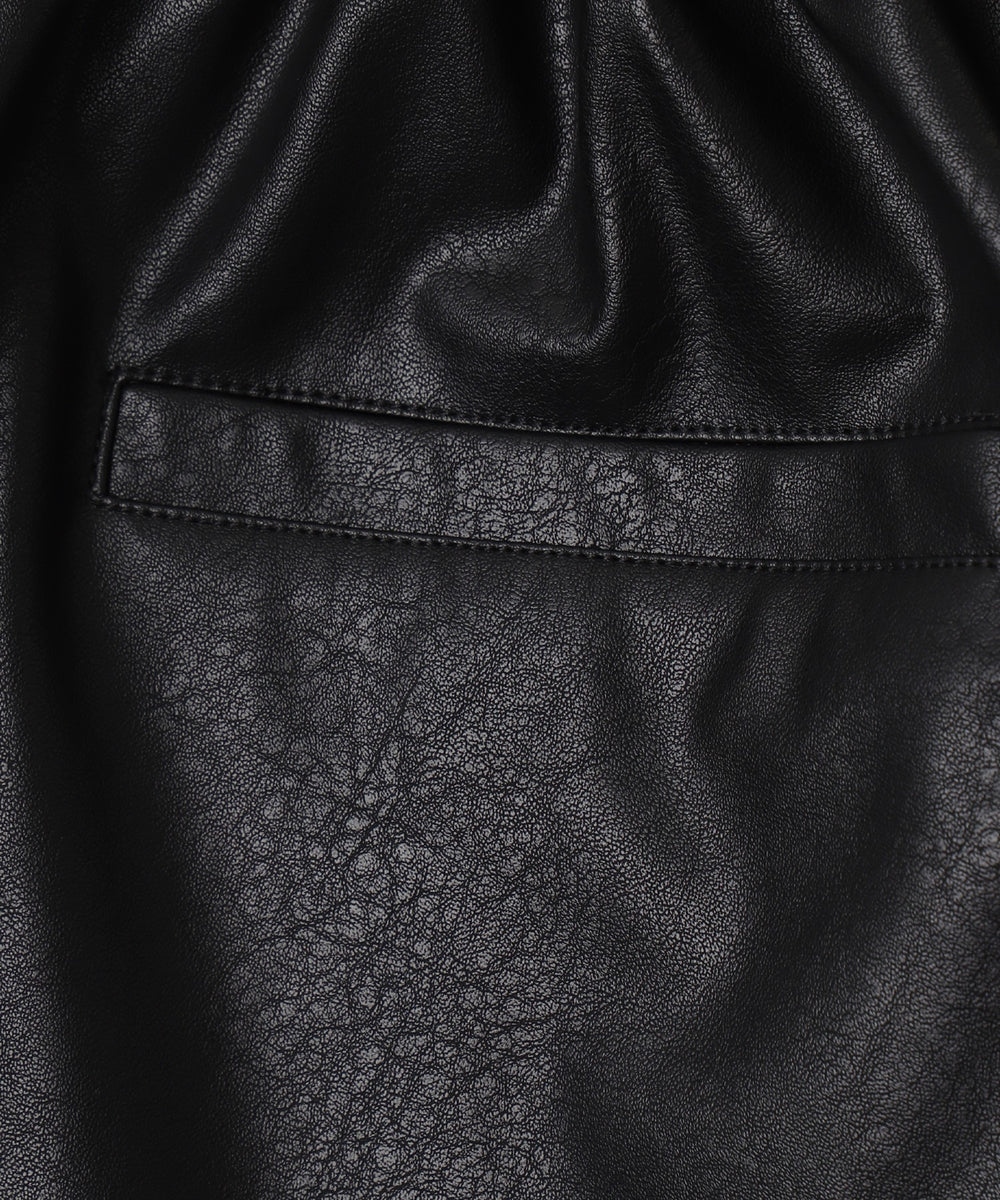 ヴィンテージライク合皮ショートパンツ