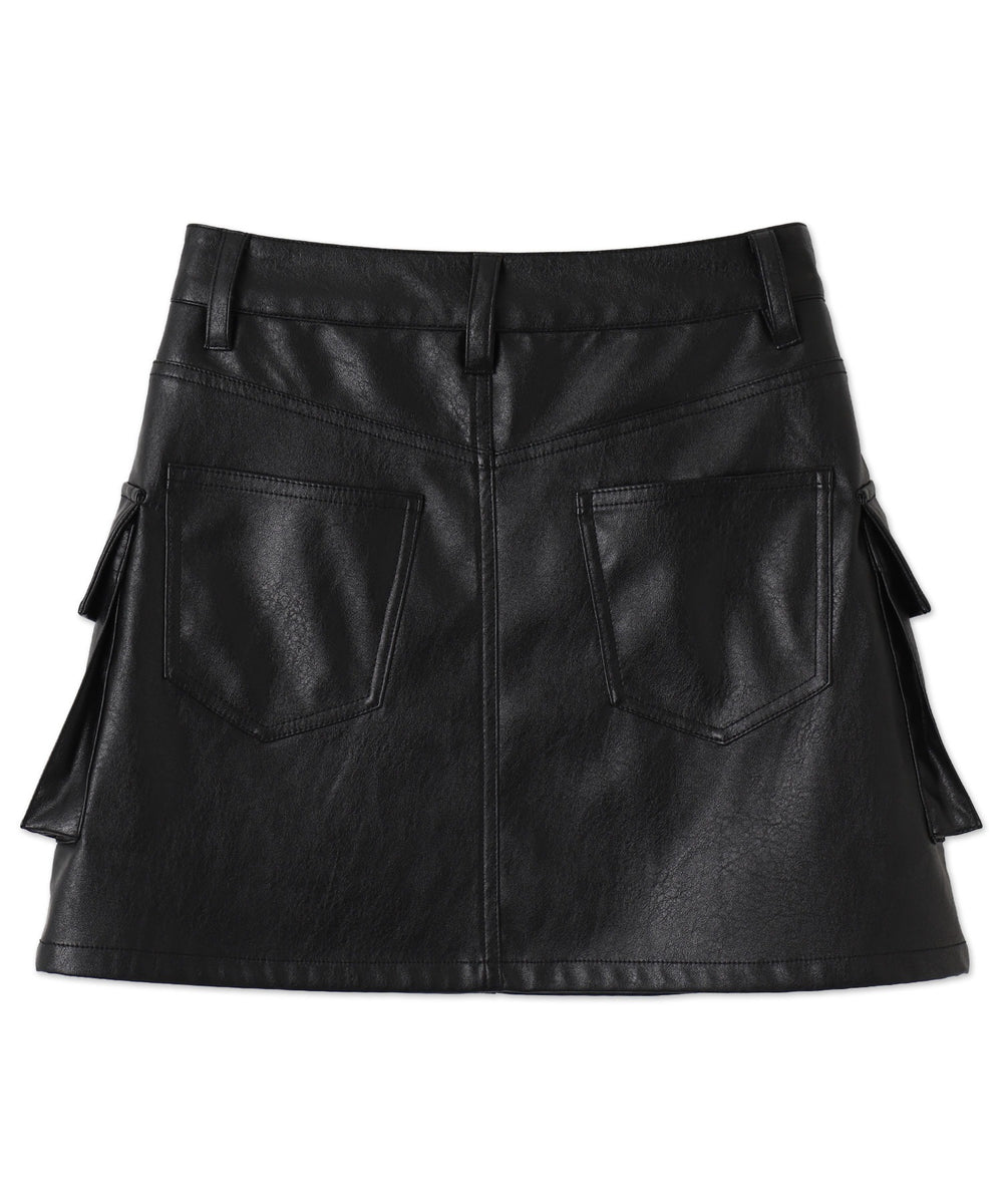 ヴィンテージライクPUカーゴミニスカート