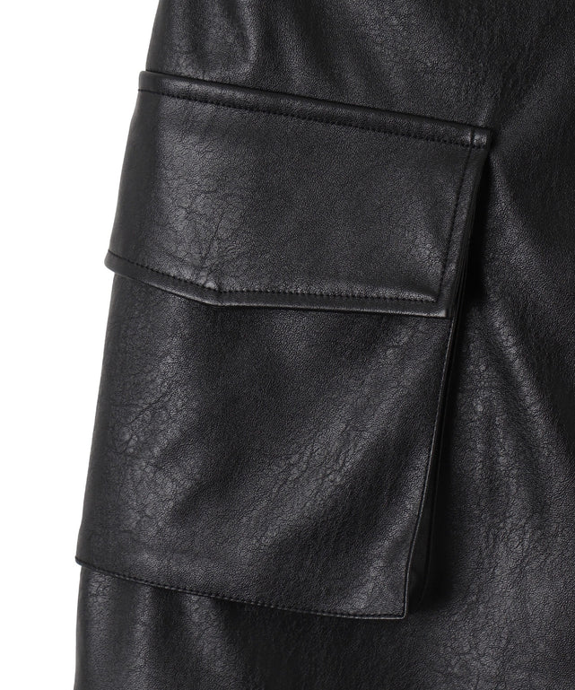 ヴィンテージライクPUカーゴミニスカート