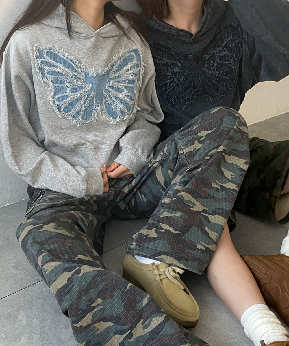 ヴィンテージウォッシュバタフライショートパーカー