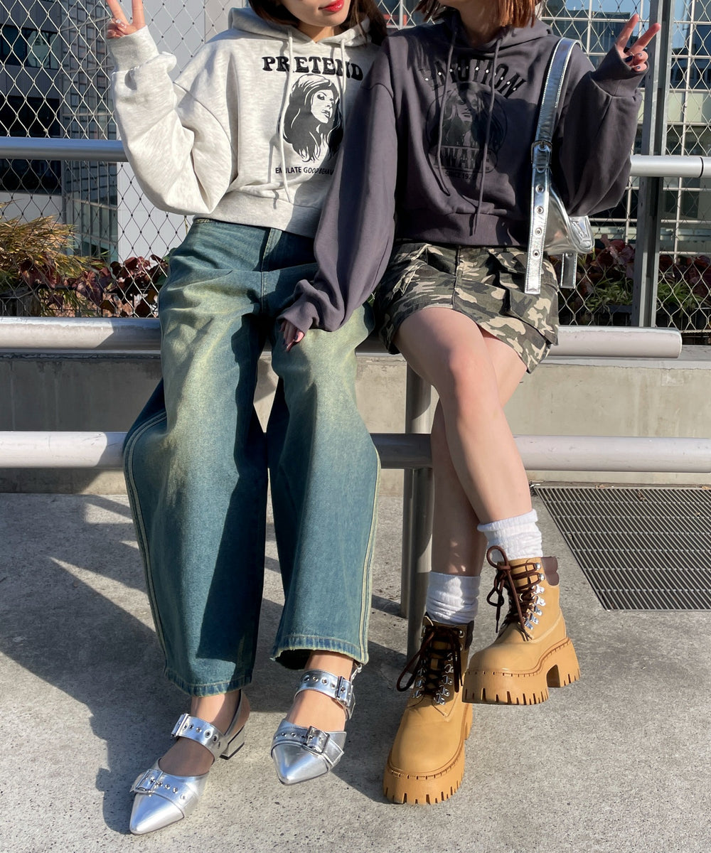 ガールプリントプルパーカー