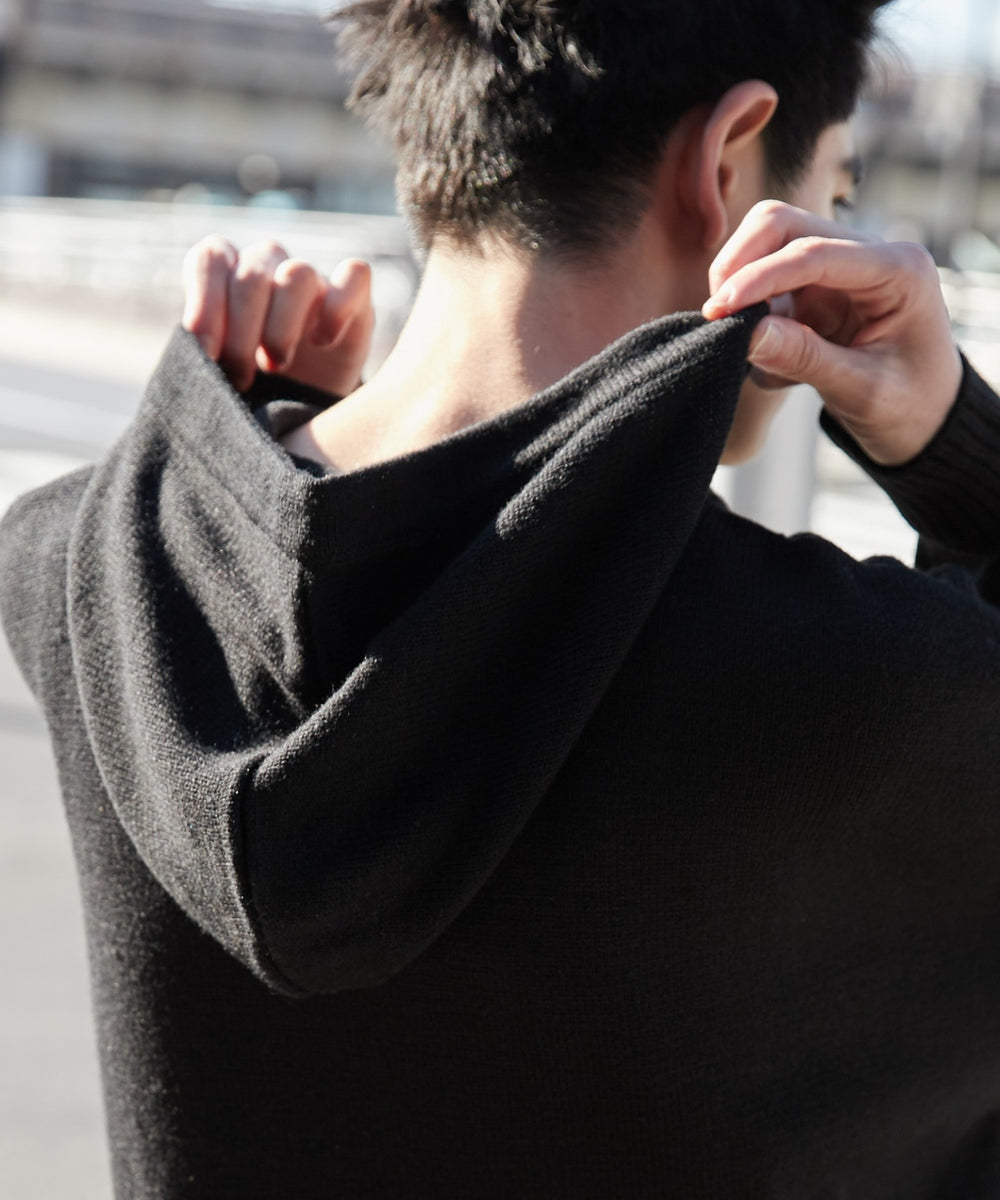 グラフィックプリントニットパーカー