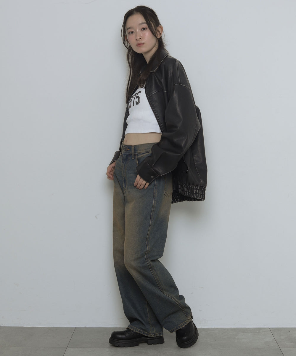 デニム濃加工　モデル：163cm M着用