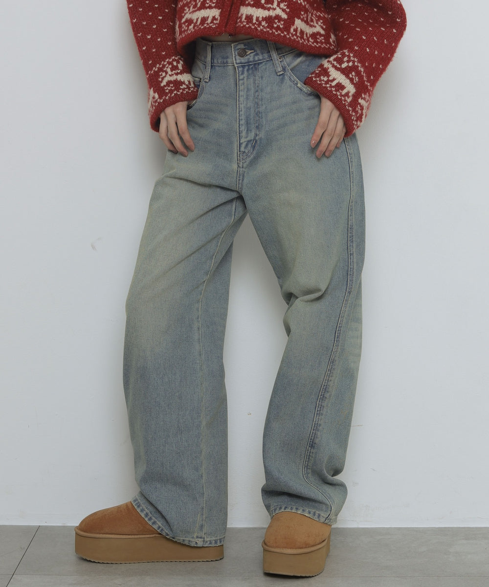 デニム淡加工　モデル：163cm M着用