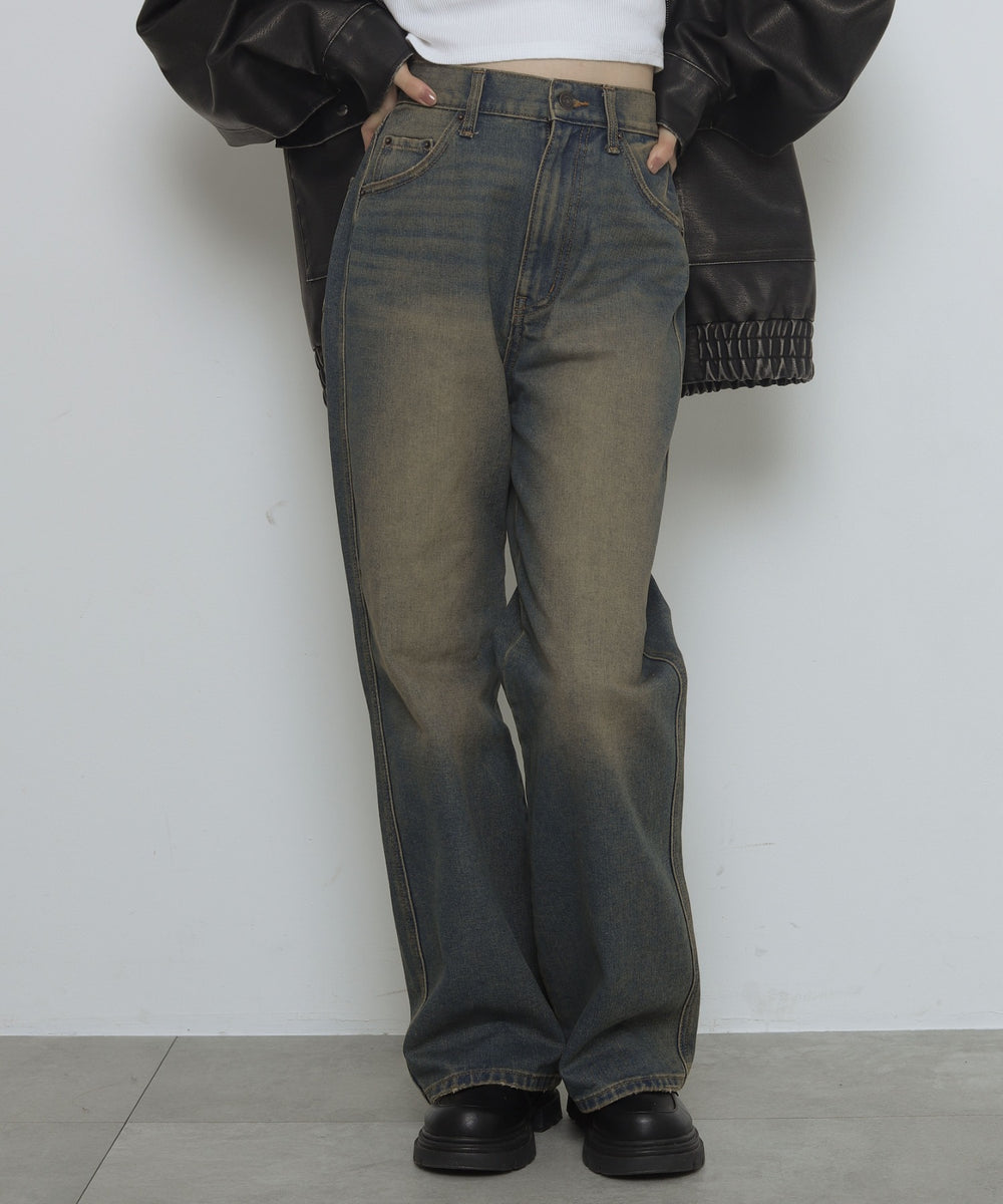 デニム濃加工　モデル：163cm M着用